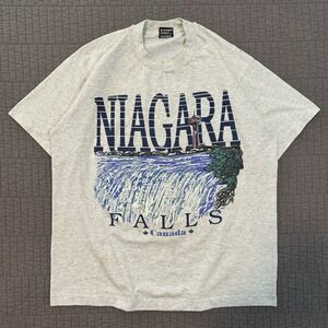 Vintage 90s Niagara Falls T Shirt Men's Large Gray Canada Single Stitch USA Made